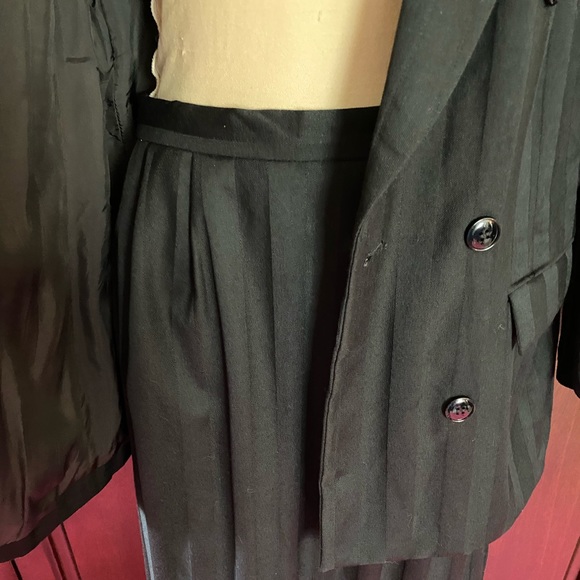 Vintage 2-pc double breasted Black Suit Size 6 - Picture 8 of 16